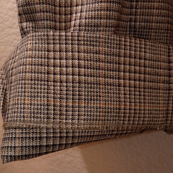 Chico's Plaid Pants Brown Neutrals Metallic Accents size 14/16 - Picture 15 of 16